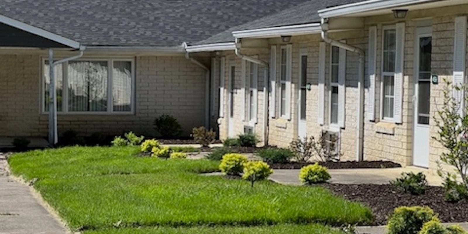Freshly-installed landscaping in common areas