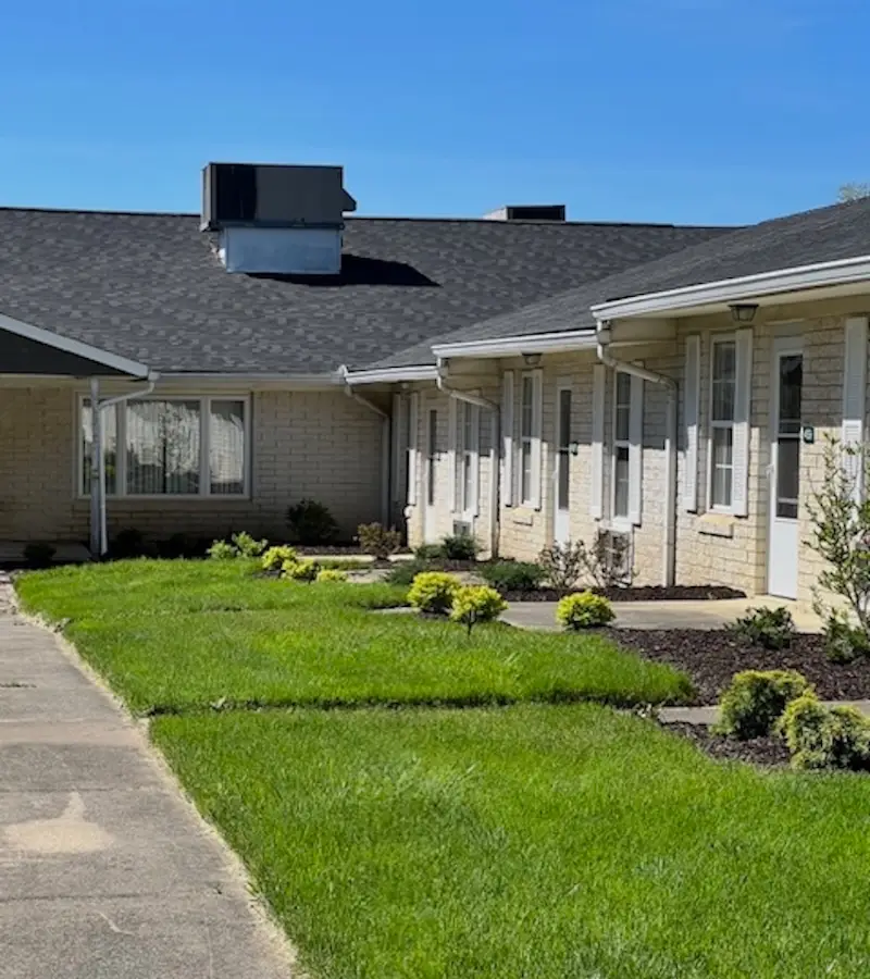 Attractive tidy landscaping beautifies shared outdoor walkways and common areas.